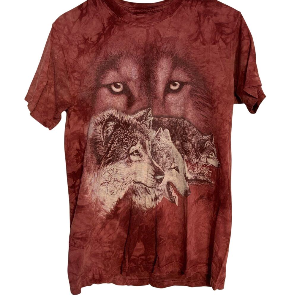 The Mountain Wolf Red Bleached/ Tie dye T- Shirt Made in USA Men's Small